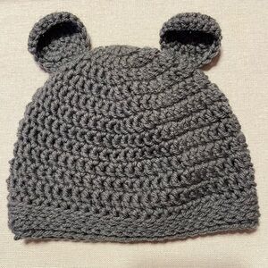 Gray Crochet Bear Ear for baby 3-6 months